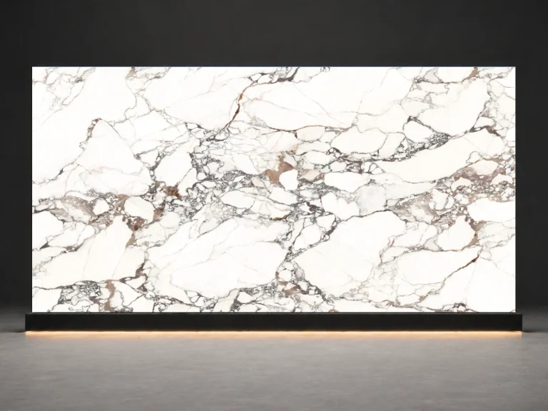 Full slab texture of Arabescato Corchia Printed Quartz Slab R4517 showing engineered printed quartz pattern movement and surface detail.