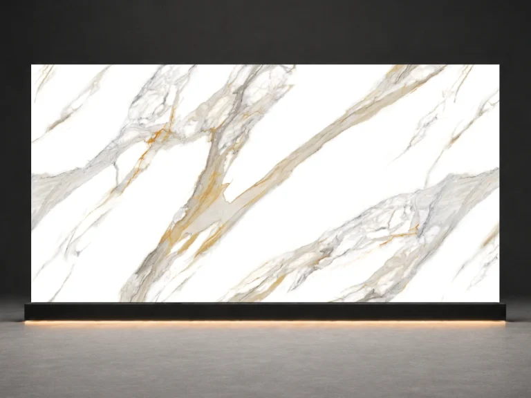 Calacatta Green Printed Quartz Slab R4527 slab cover showing a stone-inspired printed quartz surface for interior projects.