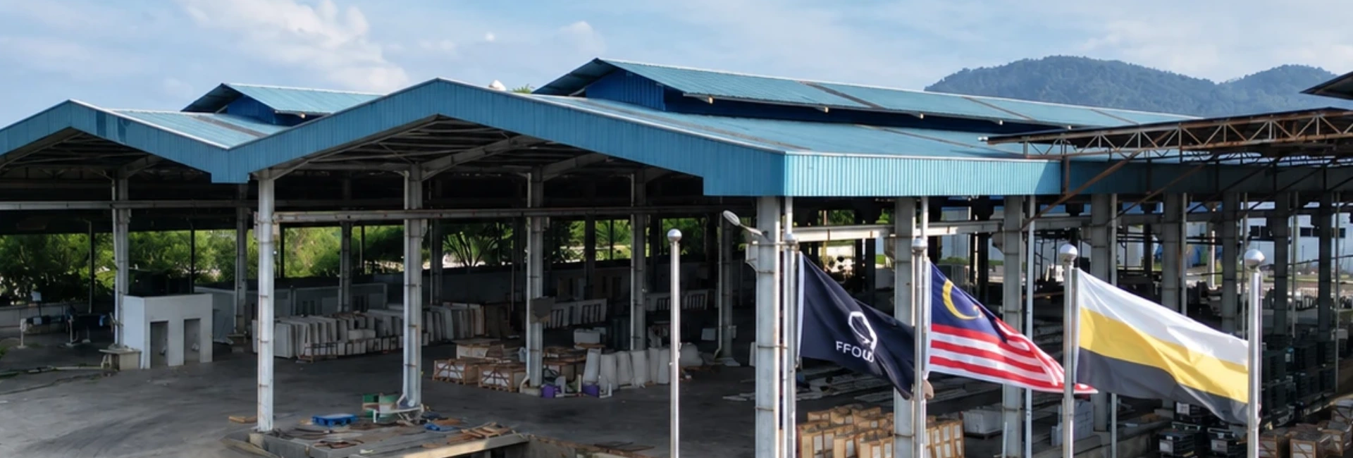 Aerial view of LIVO Quartz Malaysia factory for quartz slab and countertop supply