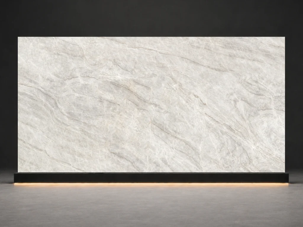Silver Cloud Printed Quartz Slab R5540 slab cover showing a stone-inspired printed quartz surface for interior projects.