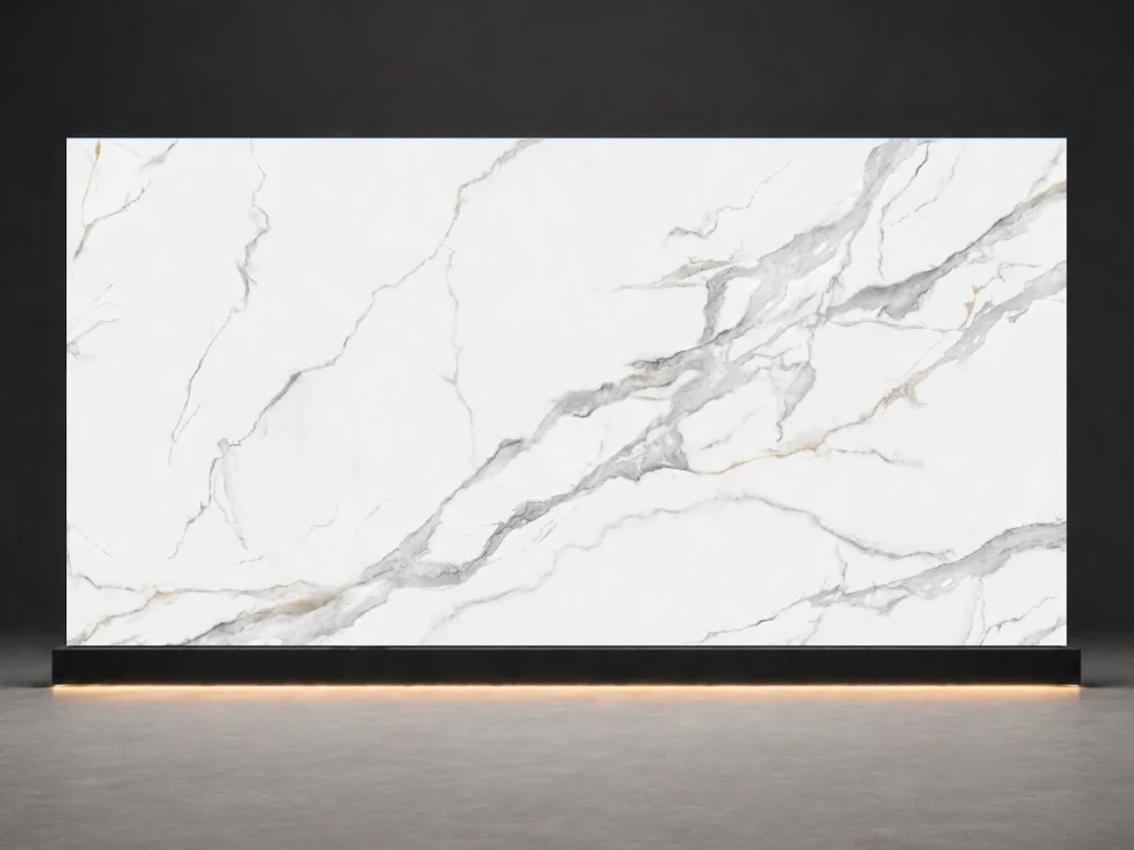 Statuario Printed Quartz Slab R4507 slab cover showing a stone-inspired printed quartz surface for interior projects.