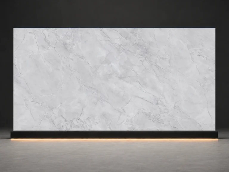 Super White Printed Quartz Slab R4513 slab cover showing a stone-inspired printed quartz surface for interior projects.
