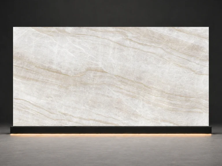 Taj Mahal Printed Quartz Slab R4537 slab cover showing a stone-inspired printed quartz surface for interior projects.