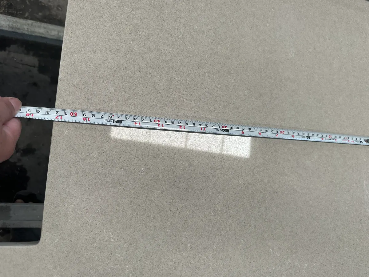 Hampton Inn quartz countertop dimensional check during project fabrication