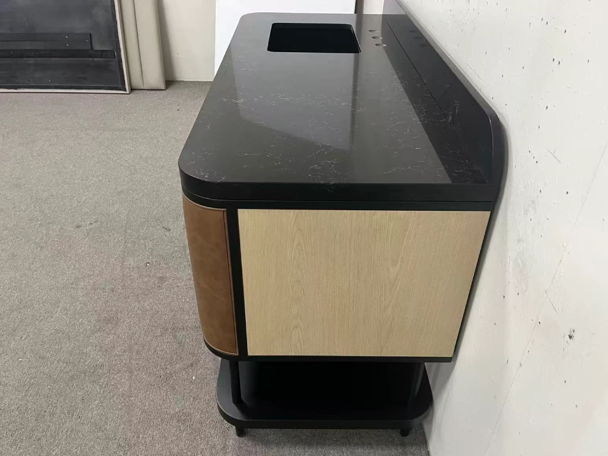 Black quartz nightstand top for Hilton Texas hotel project